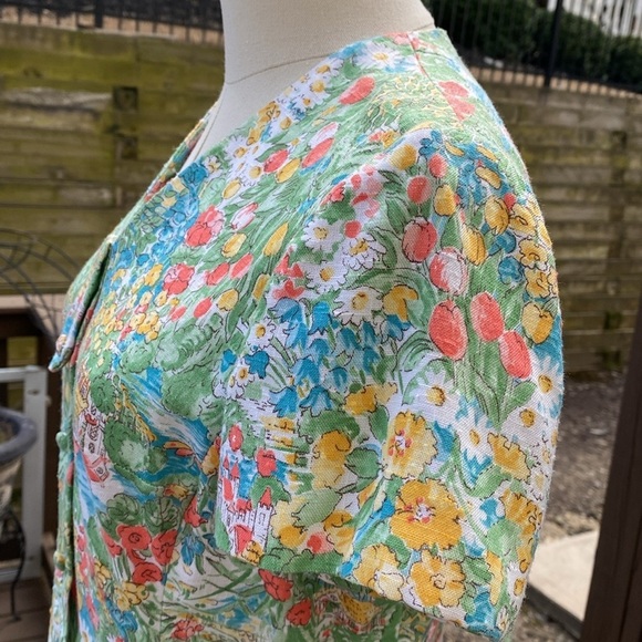 Vintage Nat Kaplan Couture floral garden sheath dress USA size 8 - Picture 7 of 11